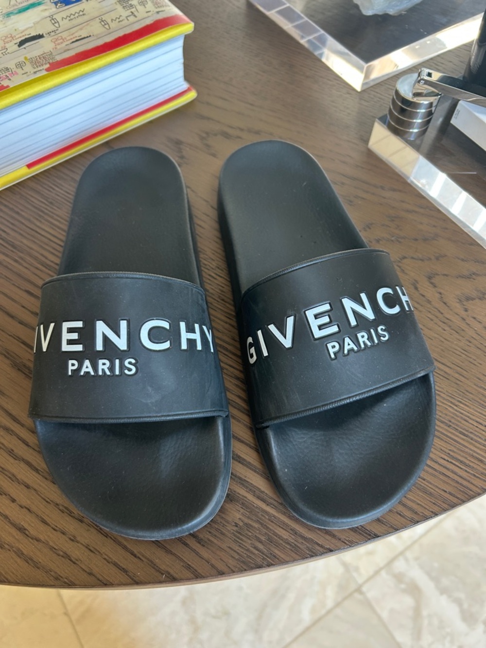 Givenchy Black Slide Sandals with White Logo - Picture 3 of 5
